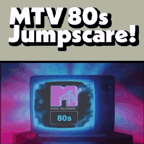 a poster for mtv 80s jumpscare with a picture of a television