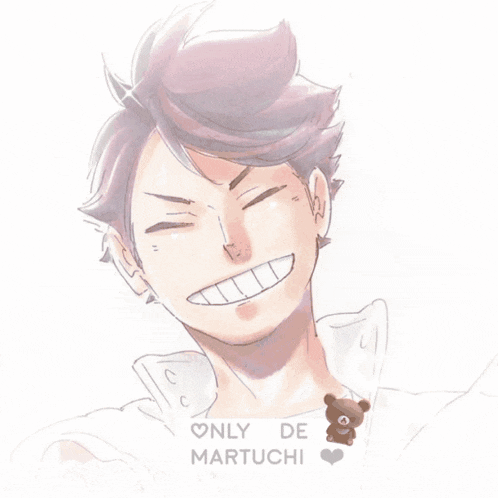 a picture of a boy with a teddy bear and the words only de martuchi on the bottom
