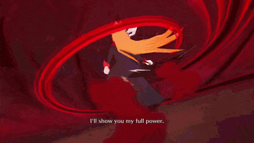 a cartoon character with red hair says i 'll show you my full power