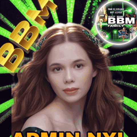 a woman 's face is on a green and black background with the letters bbn family