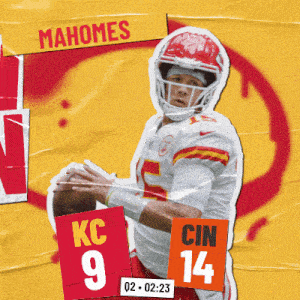 an advertisement for the kansas city chiefs shows a man holding a football