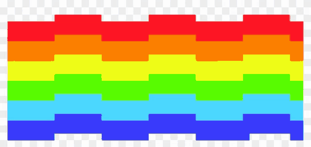 it looks like a rainbow made of blocks .