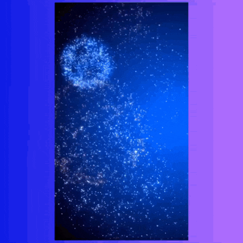 a blue background with a purple border and a glowing circle in the middle