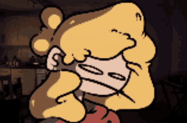 a cartoon drawing of a person with a s on their head