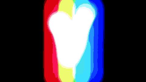 a white heart is surrounded by red yellow and blue lights on a dark blue background .