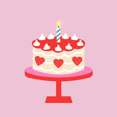 a birthday cake with a single candle on top of it