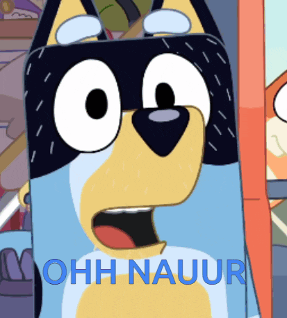 a cartoon of a dog with the words ohh nauur on the bottom