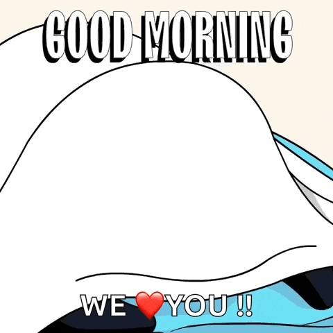 a penguin is laying under a blanket with the words good morning we love you