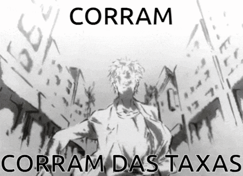 a black and white drawing of a man with the words corram corram das taxas above him