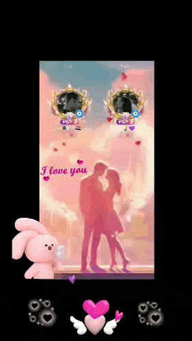 a picture of a couple kissing with the words i love you