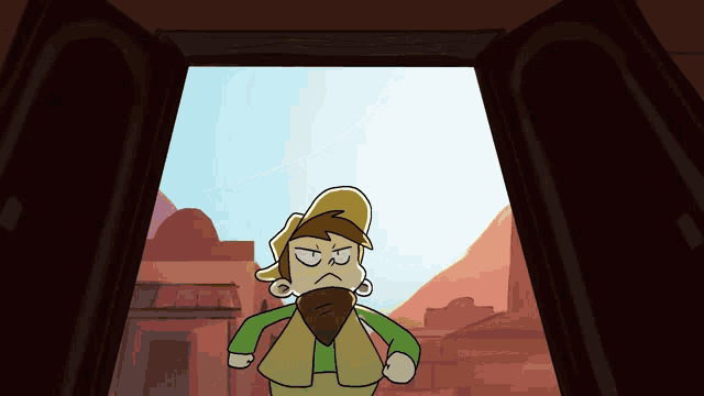 a cartoon of a man with an angry look on his face standing in a doorway