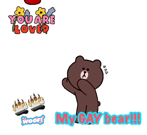 a cartoon of a bear surrounded by red hearts with the words you are loved