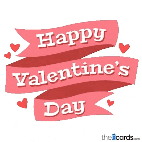 a valentine 's day greeting card with hearts and ribbons