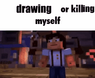 a minecraft character is standing on a street in front of a building .