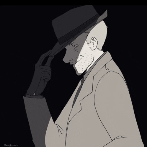 a drawing of a man with an umbrella and the year 2013 on the bottom right
