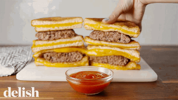 Grilled Cheeseburger Dip GIF - Grilled Cheese Cheese Cheeseburger GIFs