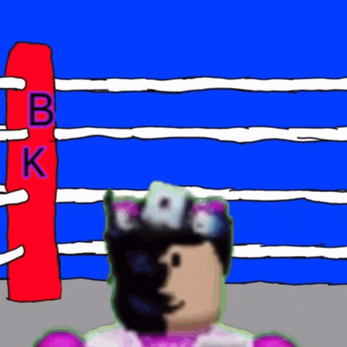 a cartoon of a person in a boxing ring with the letter b on the ropes