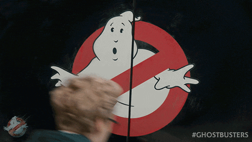 a ghostbusters logo is on a black background