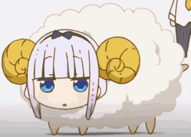 a cartoon of a girl dressed as a sheep with ram horns