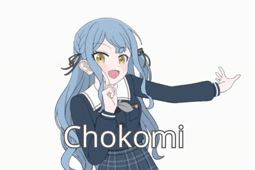 a drawing of a girl with chokomi written on the bottom