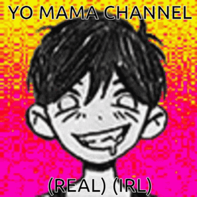 a black and white drawing of a boy with the words yo mama channel ( real ) ( irl ) on the bottom