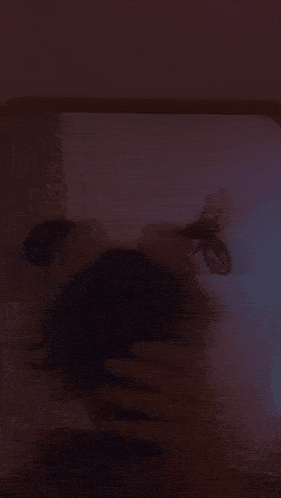 a blurry picture of a person taking a selfie with a cell phone .