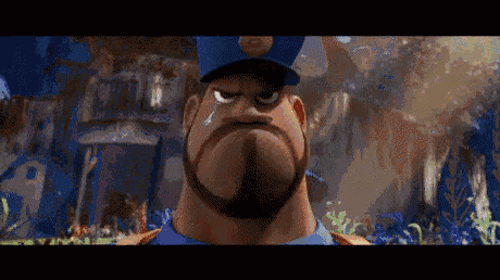 a cartoon of a police officer with a beard and a tear coming out of his eye
