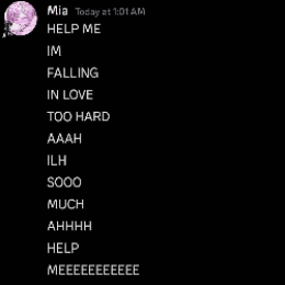 a screenshot of a text message between mia and oh my gawd .