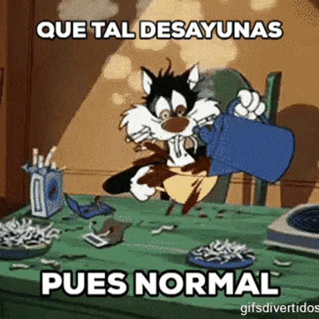 a cartoon of sylvester the cat pouring coffee into a cup