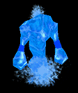 a computer generated image of a blue ice monster with blue gloves