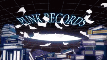 a bunch of books are stacked on top of each other and the word punk records is visible