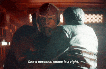 a man says one 's personal space is a right while hugging a woman