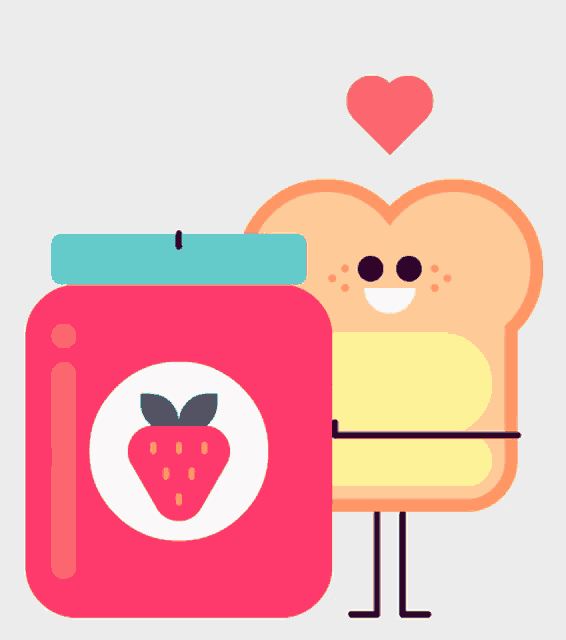 a jar of strawberry jam next to a slice of toast with butter
