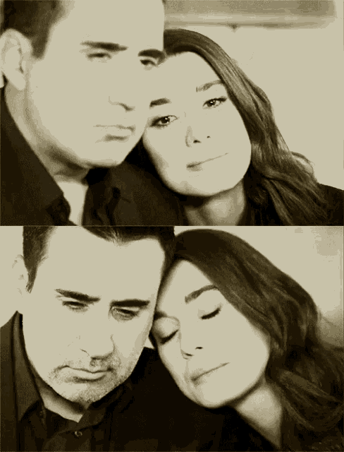 a black and white photo of a man and a woman
