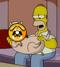 homer simpson is sitting on a couch holding a stuffed animal with a smiley face on it
