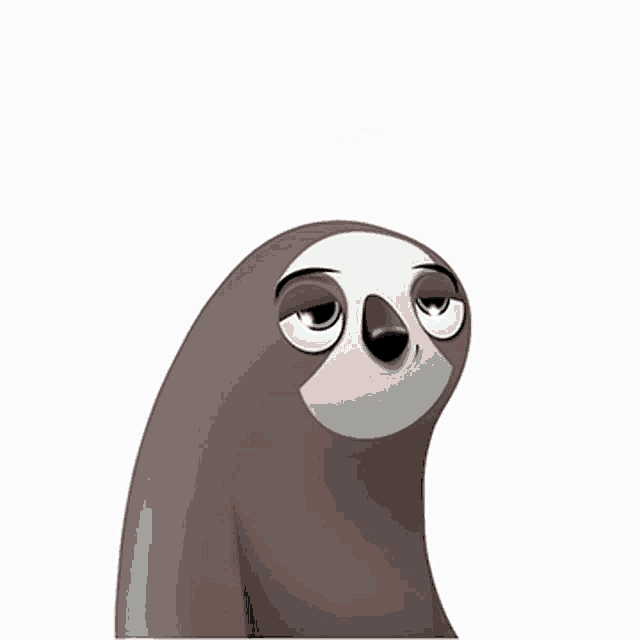 a cartoon sloth with hearts coming out of its head