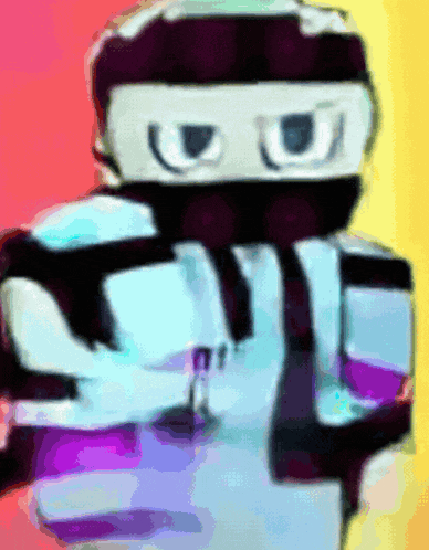 a cartoon drawing of a robot with a mask on