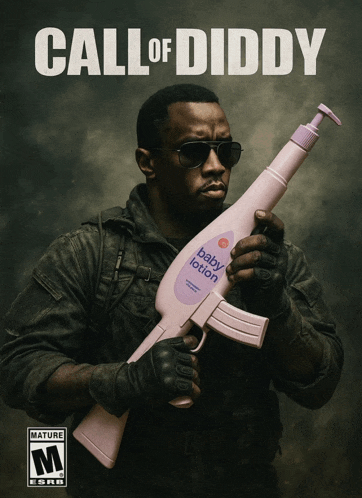 a poster for call of diddy shows a man holding a gun