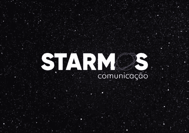 the logo for starmos comunicacao is displayed on a starry background