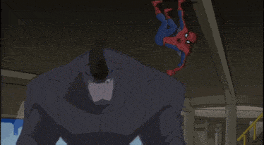 a cartoon of a rhino and spider-man fighting