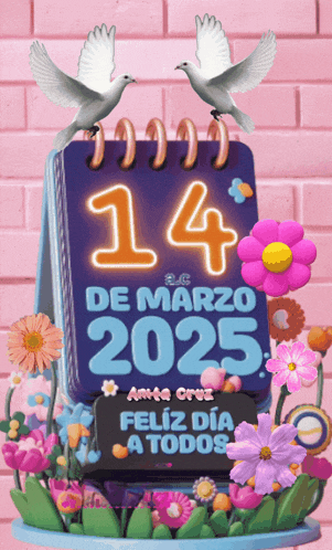 a calendar with the date of 14 de marzo 2025 on it