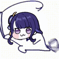 a cartoon of a girl with purple hair and flowers in her hair