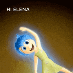 a cartoon character with blue hair and the name elena on the bottom