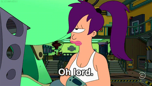 a cartoon character says oh lord in front of a green building