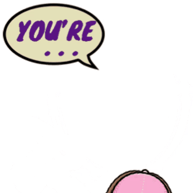 a cartoon of a woman with wings and a speech bubble that says " you 're "
