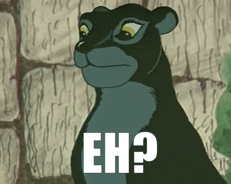 a cartoon panther with the words eh written on it