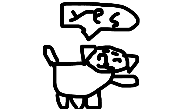 a drawing of a hand with a speech bubble saying yes