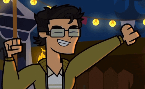 a cartoon character with glasses is smiling and giving the thumbs up