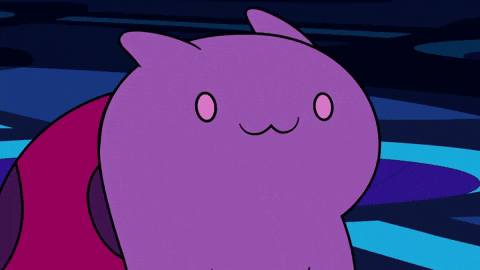 a close up of a purple cat with a smiley face