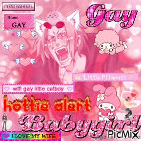 a picture of a boy with a cat ear and the words hottie alert baby girl picmix